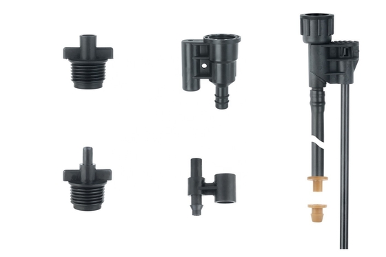 Ingenieria diária Peças de irrigação de plásticos Micro Sprinkler Negro Conector de médio alcance